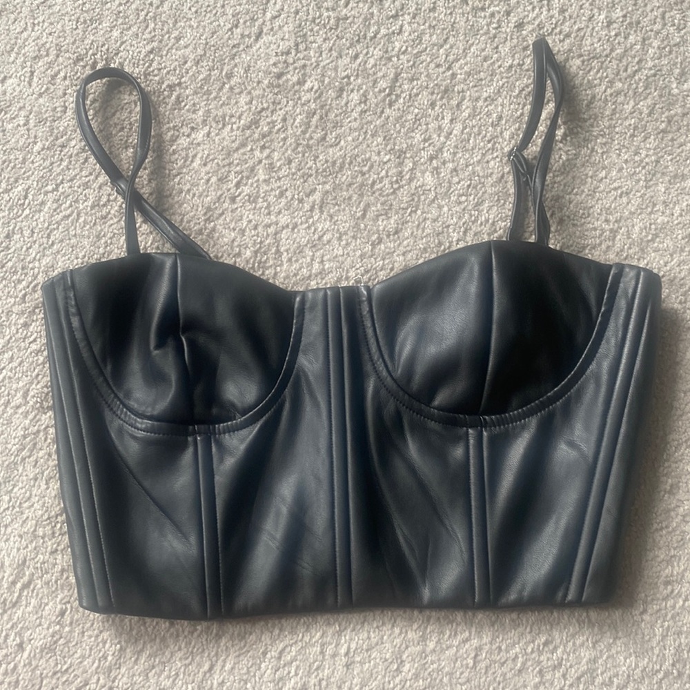 Leather Corset Crop Top